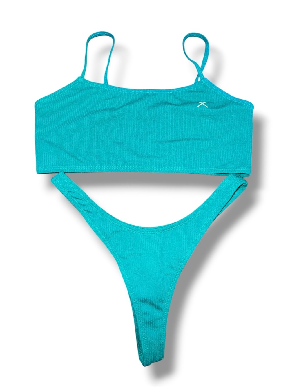 Boutine LA Teal Ribbed Two-Piece Bikini Set